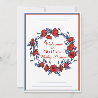 Poppy Floral Baby Shower Welcome sign Invitation