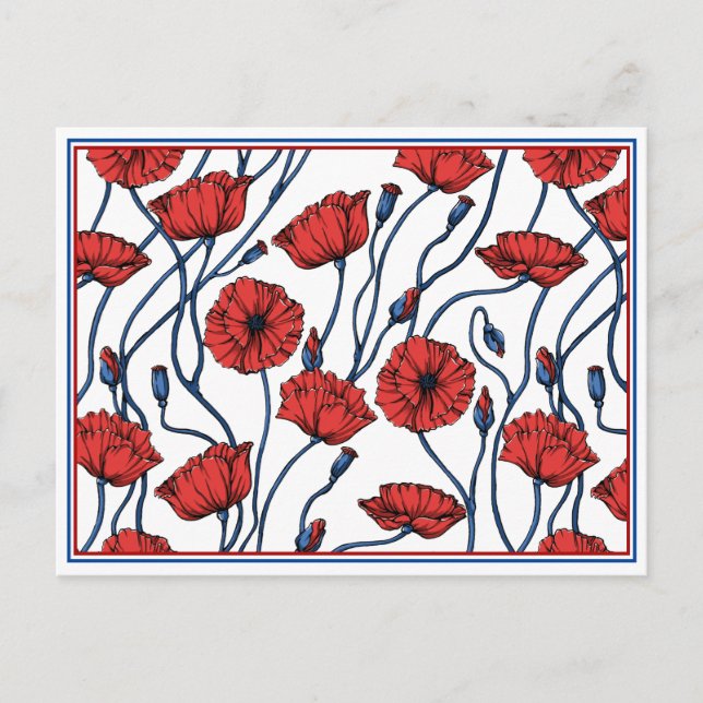 Poppy Floral Bouquet Postcard (Front)