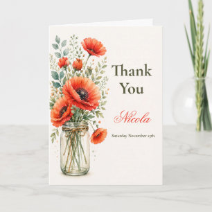 Poppy Floral Bridal Shower Thank You Card