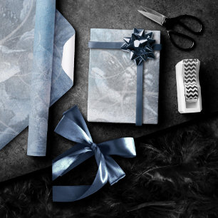 Poppy Floral   Gorgeous Blue Dusty Hued Flowers Wrapping Paper