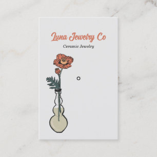 Poppy Floral Jewellery on Light Grey Pin Business Card