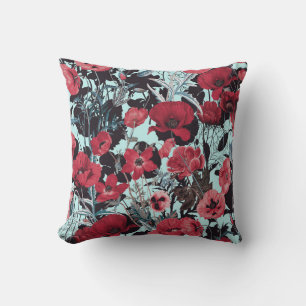 Poppy Floral Pattern Cushion