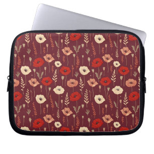 Poppy Floral Pattern Laptop Sleeve