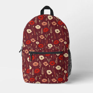 Poppy Floral Pattern Printed Backpack