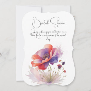 Poppy flower bridal shower floral invitation. invitation