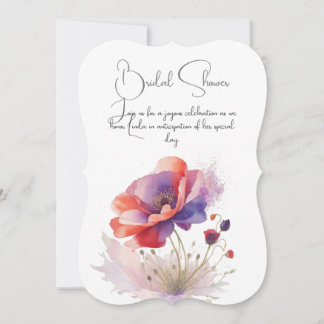 Poppy flower bridal shower floral invitation. invitation