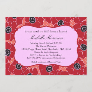 Poppy Flower Bridal Shower Invitation