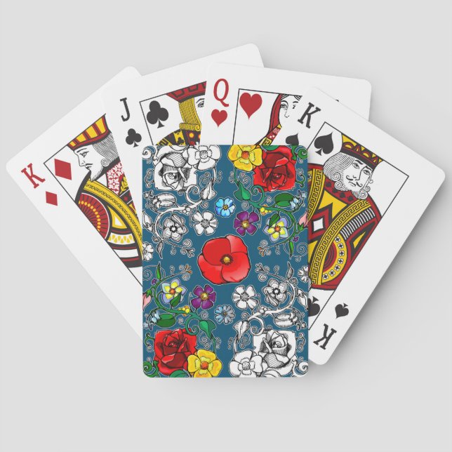 Poppy Flower Carpet Playing Cards (Back)