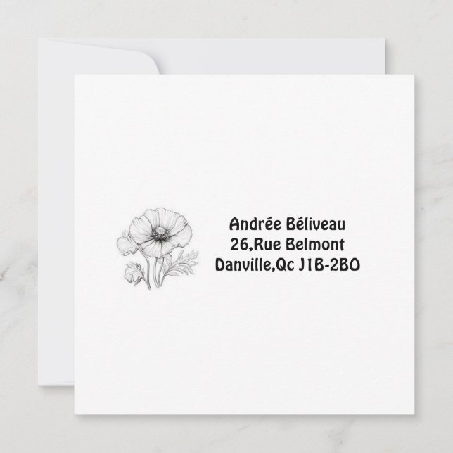 Poppy Flower Customizable Label Card (Front)