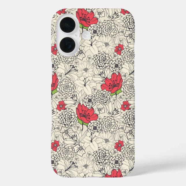Poppy Flower Garden Pattern Case-Mate iPhone Case (Back)