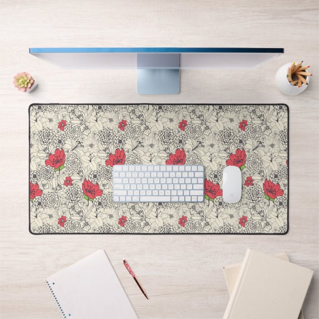 Poppy Flower Garden Pattern Desk Mat (Office 1)