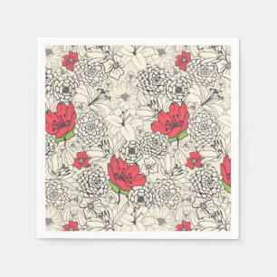 Poppy Flower Garden Pattern Napkin