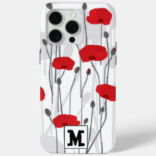 Poppy flower gift botanical pretty monogram iPhone 15 pro max case