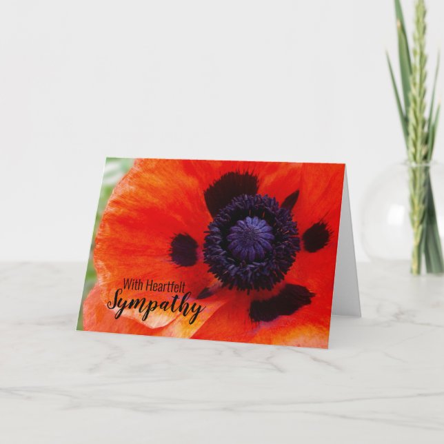 Poppy Flower Heartfelt Sympathy Card (Front)