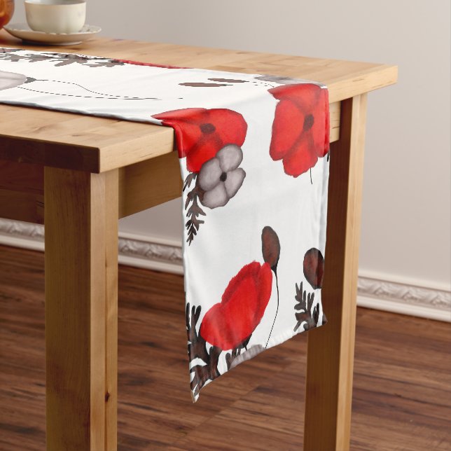 Poppy flower pattern long table runner (In Situ)