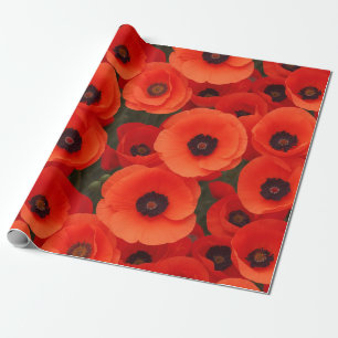Poppy flower pattern wrapping paper