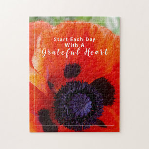 Poppy Flower Photo With Quote Jigsaw Puzzle