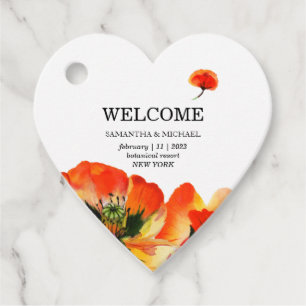 Poppy Flower Red Classic Thematic Wedding Favour Tags