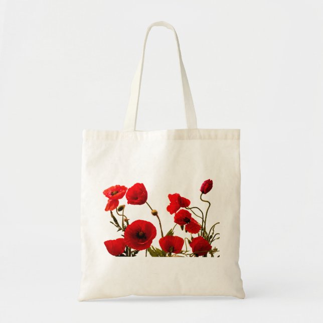 Poppy Flower Red Floral Wedding Bridesmaid Gift Tote Bag (Front)