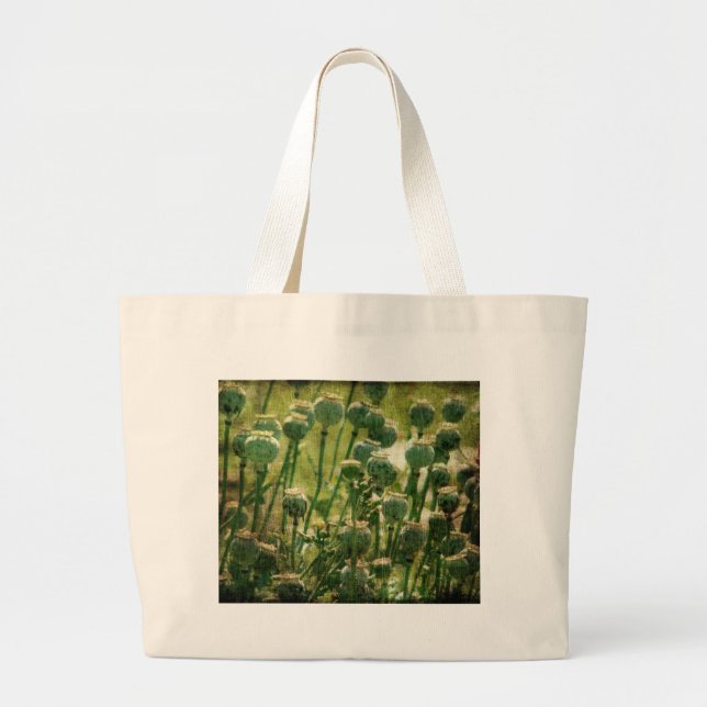 Poppy Flower Seed Pods Large Tote Bag (Front)