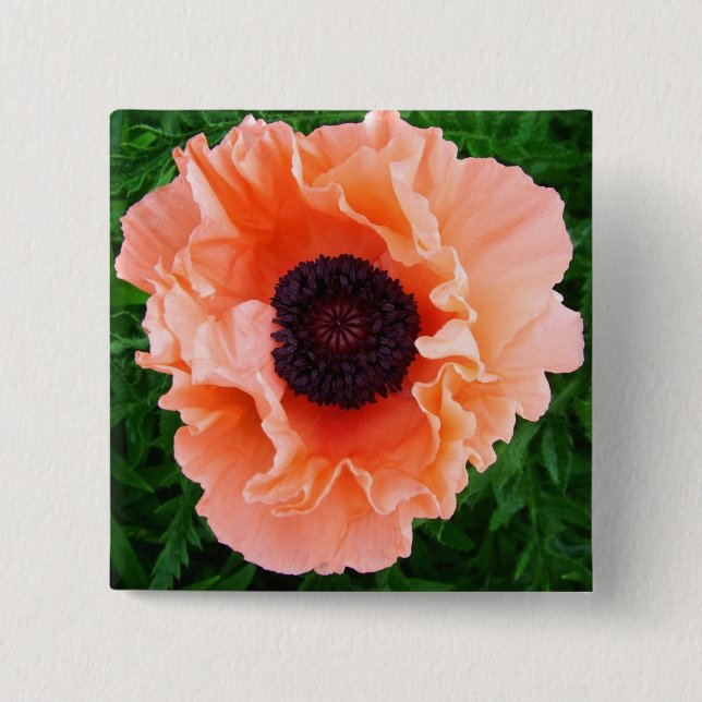 Poppy Flower Square Pin (Front)