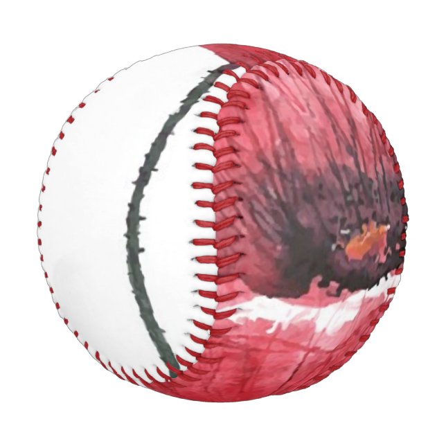 Poppy flower, watercolor baseball (Angled)