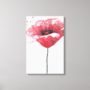 Poppy flower, watercolor canvas print