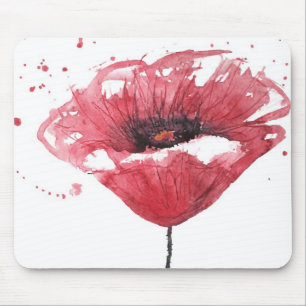 Poppy flower, watercolor mouse mat