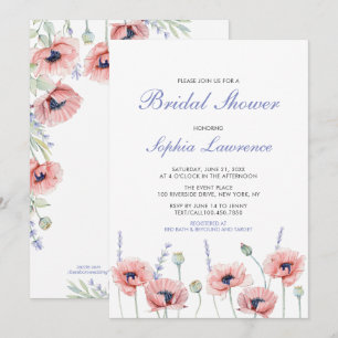 Poppy Flower Wedding Bridal Shower Invitation