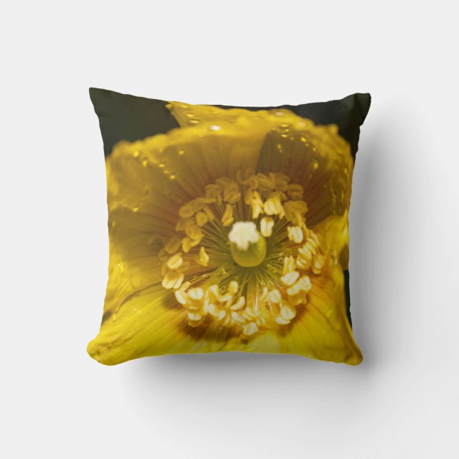  Poppy Flower Yellow Cushion (Front)