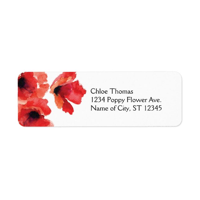 Poppy Flowers Address Label (Front)