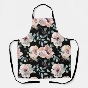 Poppy Flowers Black Apron