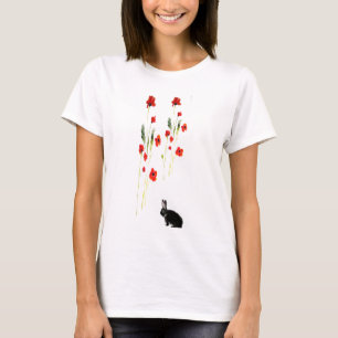 Poppy Flowers Bunny Rabbit T-Shirt
