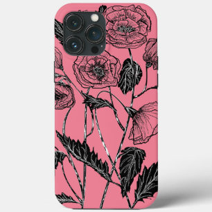 Poppy Flowers Choose Colour - Pink iPhone 13 Pro Max Case