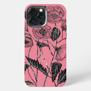 Poppy Flowers Choose Colour - Pink iPhone 13 Pro Max Case