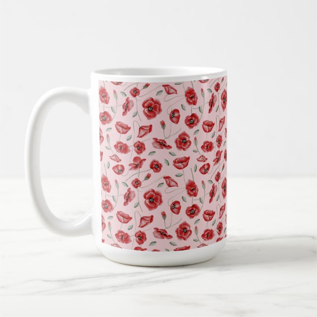 Poppy Flowers Coffee Mug (Left)