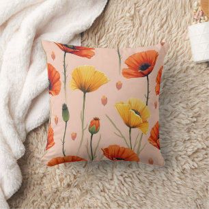poppy flowers cushion