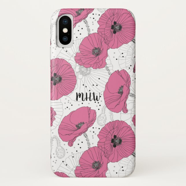 Poppy Flowers custom monogram phone cases (Back)