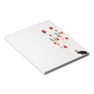Poppy Flowers Cute Bunny Rabbit Notepad