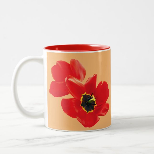 Poppy Flowers For Mum, Grandma Family and Friends Two-Tone Coffee Mug (Left)