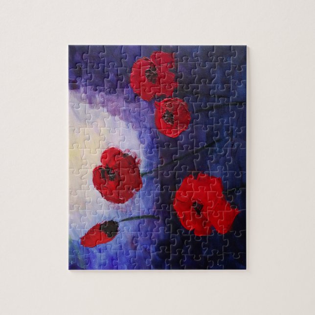 Poppy Flowers Impasto Art  Puzzle with Gift Box (Vertical)