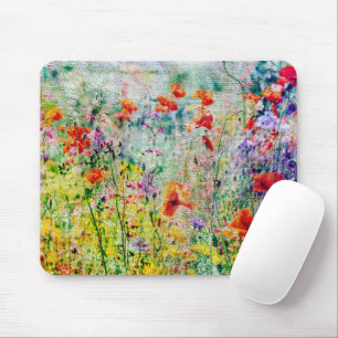 Poppy Flowers In The Meadow Cute Nature Outdoor Mouse Mat