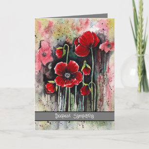 Poppy Flowers In Watercolor Card
