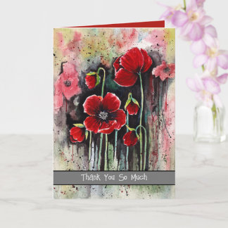 Poppy Flowers In Watercolor Card