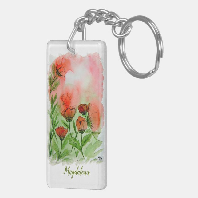 Poppy flowers key ring (Back Right)