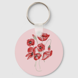 Poppy Flowers Key Ring