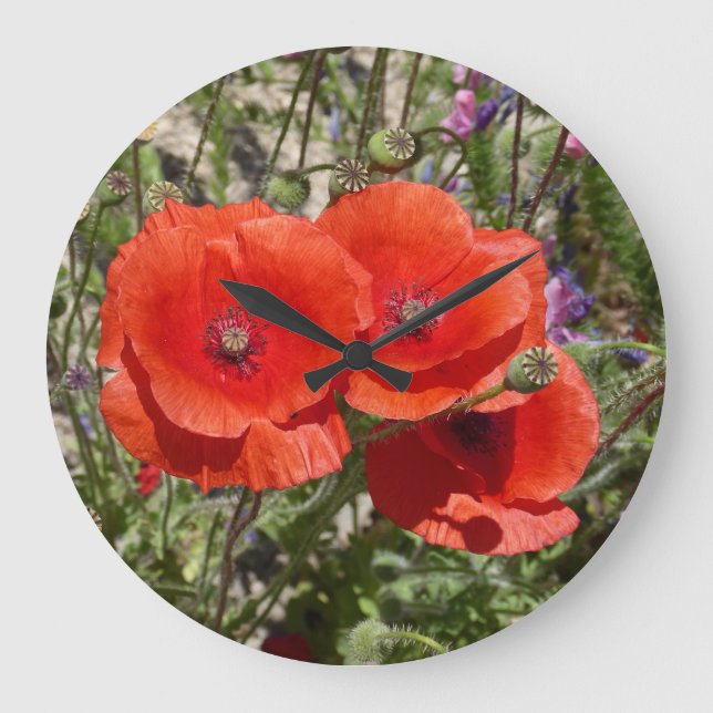 POPPY FLOWERS LARGE CLOCK (Front)