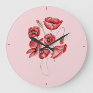 Poppy Flowers Large Clock