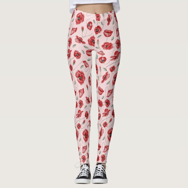 Poppy Flowers Leggings (Front)