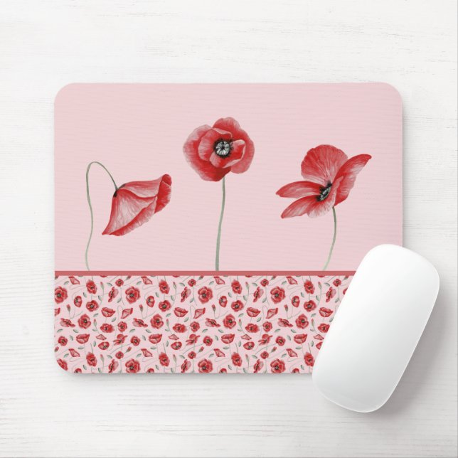 Poppy Flowers Mouse Mat (With Mouse)